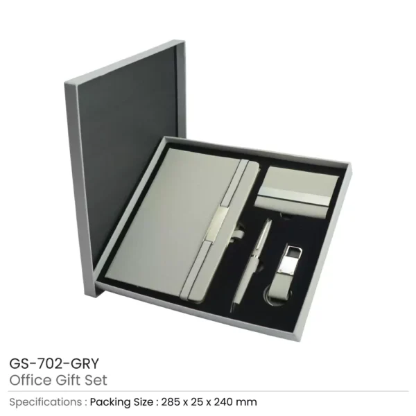 Office Gift Set GS-702 – Notebook, Pen, Card Holder & Keychain in Elegant Box - Image 10