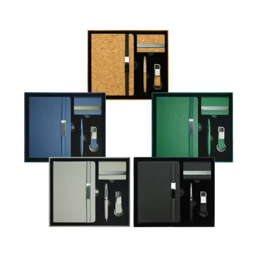 Office Gift Set GS-702 – Notebook, Pen, Card Holder & Keychain in Elegant Box